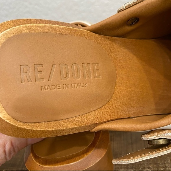 Re / Done 70’s Classic Off White Leather Clogs - Picture 9 of 11